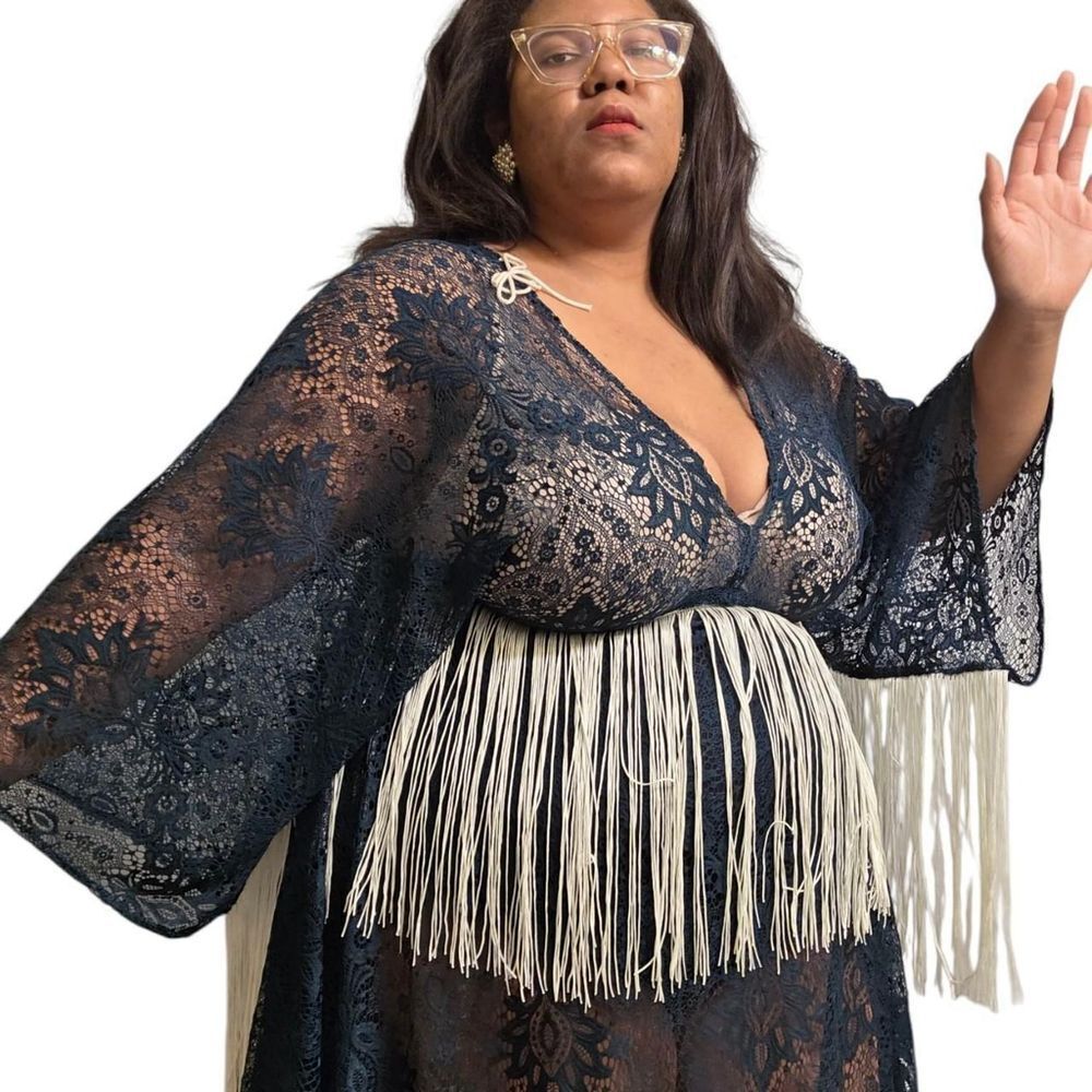 Green Blue Lace & Fringe by Flutterdress